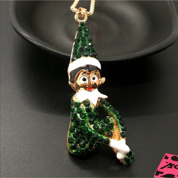 New Betsey Johnson Christmas Elf Pendant Necklace - Picture 2 of 5